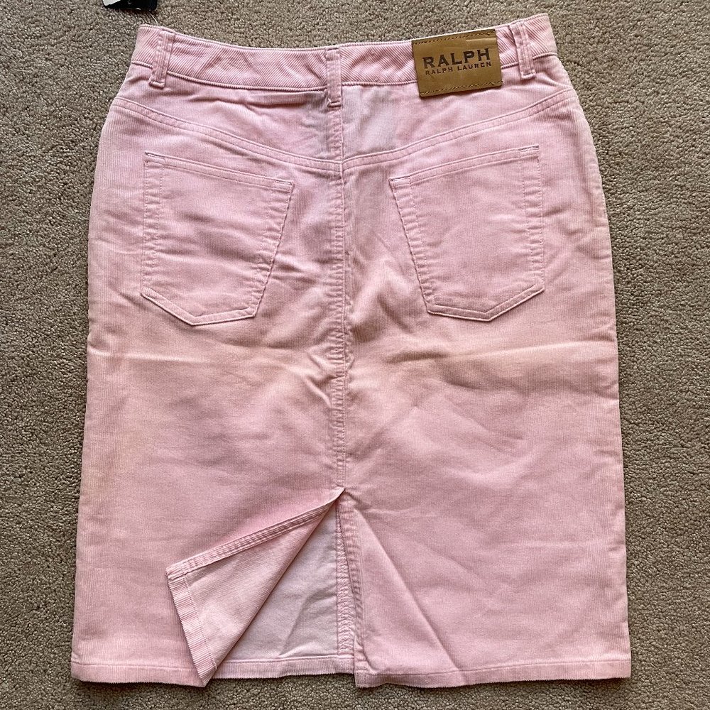 RALPH Ralph Lauren Corduroy Pencil Skirt in Light Pink - Picture 2 of 4